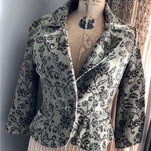 Metallic Green stitched in brown floral pattern ,,  Really Neat Blazer